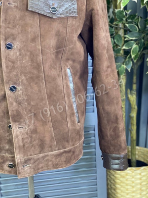 Замшевая куртка KITON со вставками кожи крокодила 14336