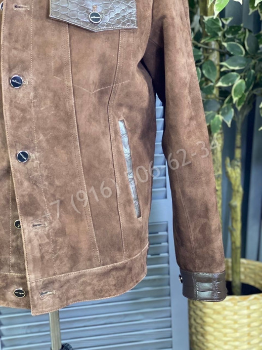 Замшевая куртка KITON со вставками кожи крокодила 14336