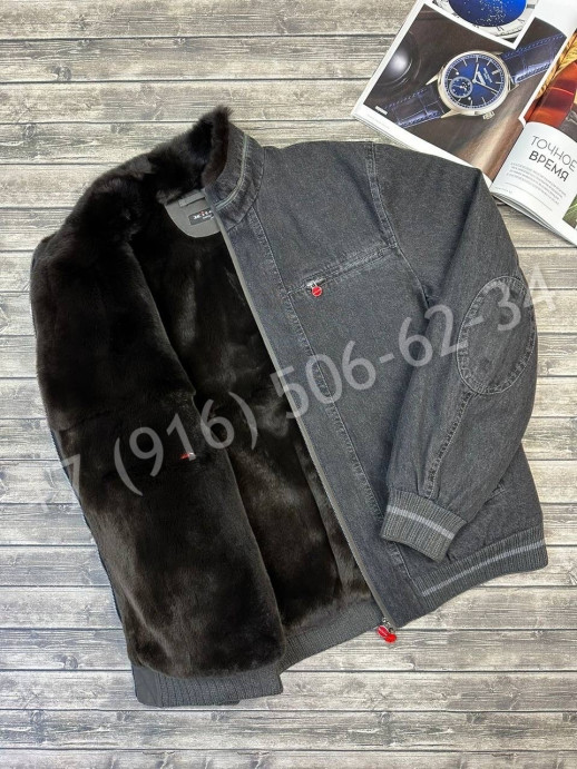 Куртка KITON из денима с мехом 25581