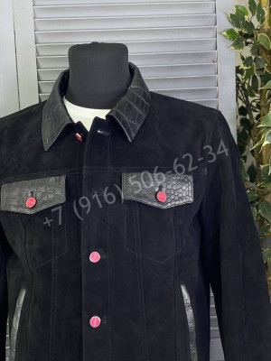 Замшевая куртка KITON со вставками кожи крокодила 14337