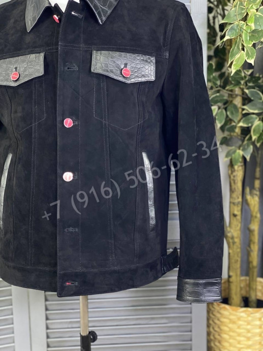 Замшевая куртка KITON со вставками кожи крокодила 14337